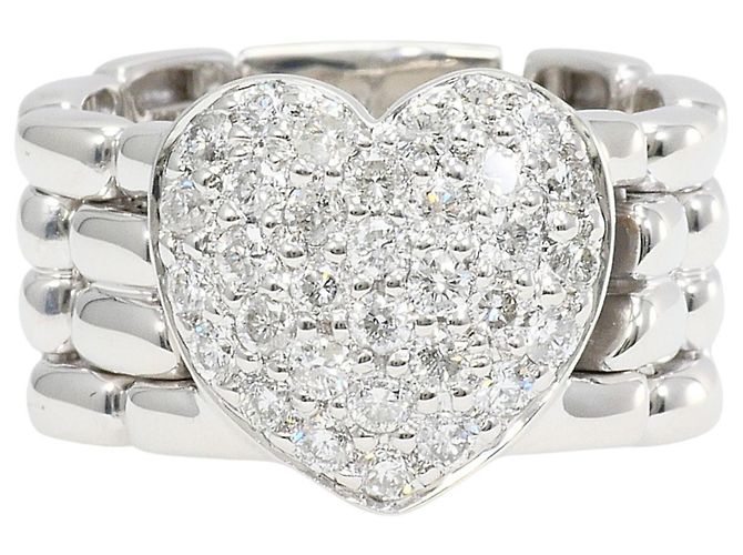 Autre Marque Anel aliança em ouro branco 18K com diamante Dourado