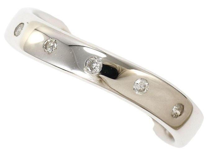 Autre Marque Anillo alianza de oro blanco 18K con diamante Dorado