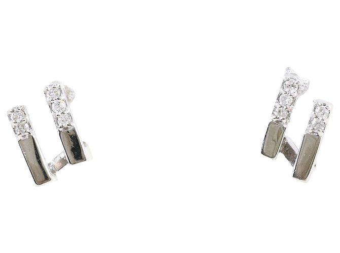 Autre Marque Pendientes de botón en oro blanco de 14K con diamantes Dorado