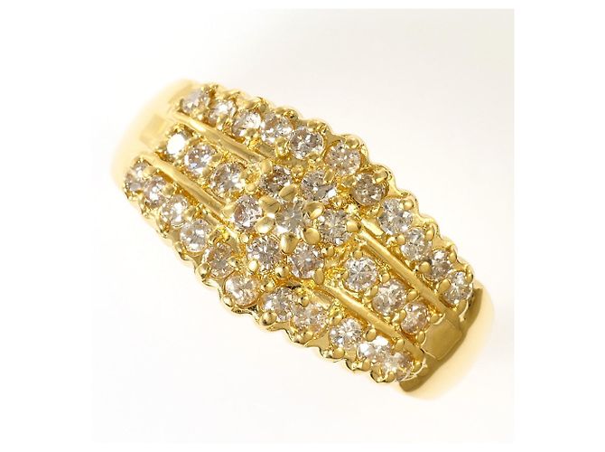 Autre Marque Ehering aus 18K Gelbgold mit Diamanten Golden