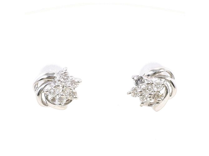 Autre Marque Pendientes de botón de platino PT850 y diamantes