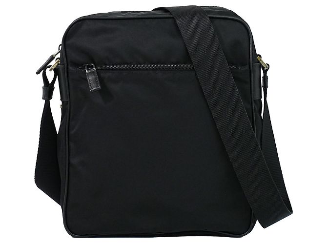 Prada Sac Messenger Matelassé en Tessuto avec Fermeture Éclair Avant Medium Noir