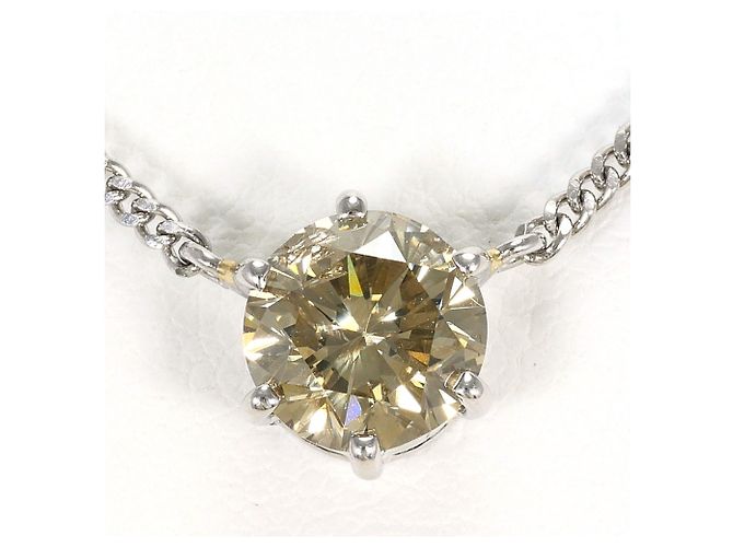 Autre Marque Colar de platina com diamante castanho Marrom