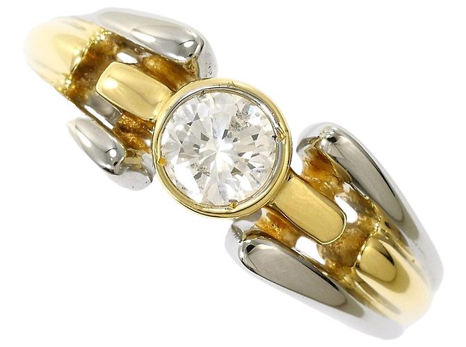Autre Marque Anel aliança em ouro 18K com diamante Dourado
