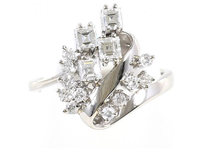 Autre Marque Anel aliança de platina e diamantes