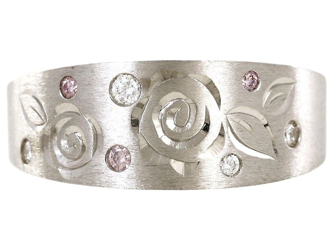 Autre Marque Anel aliança elegante em ouro branco 18K Dourado