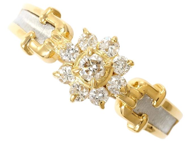 Autre Marque Ehering aus 18K Gelbgold und Platin mit Diamant Golden