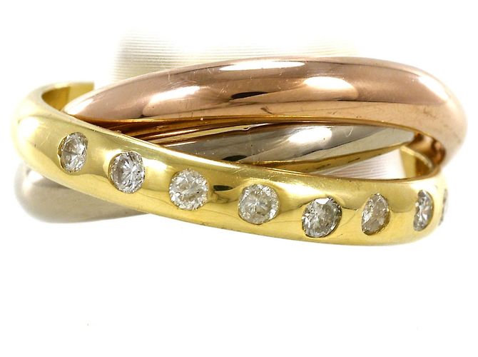 Autre Marque Anel aliança em ouro 18K com diamante Dourado