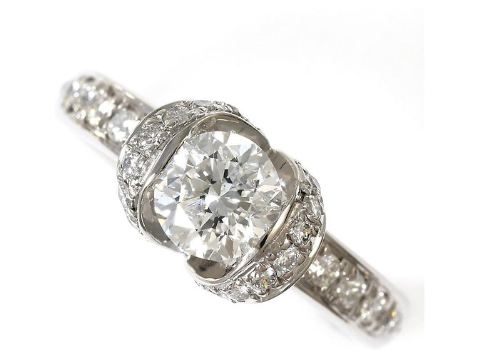 Autre Marque Platin-Ehering mit Diamant