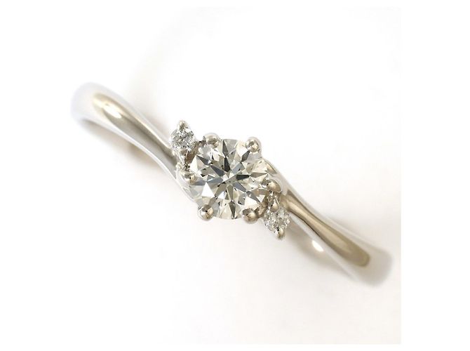 Autre Marque Anel aliança de platina com diamante