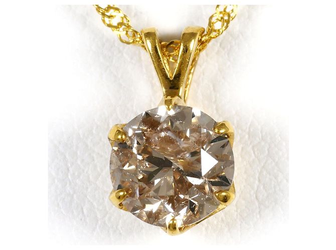Autre Marque Collar de oro amarillo 24K con diamante marrón Castaño Dorado