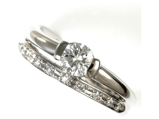 Autre Marque Platin-Ehering mit Diamant
