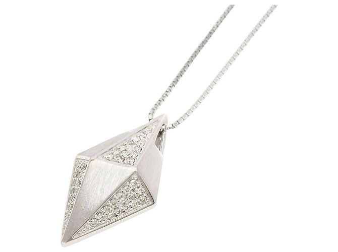 Autre Marque Colar em ouro branco 18K com diamante Dourado