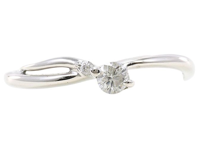 Autre Marque Anel Aliança em Ouro Branco 18K e Diamantes Dourado