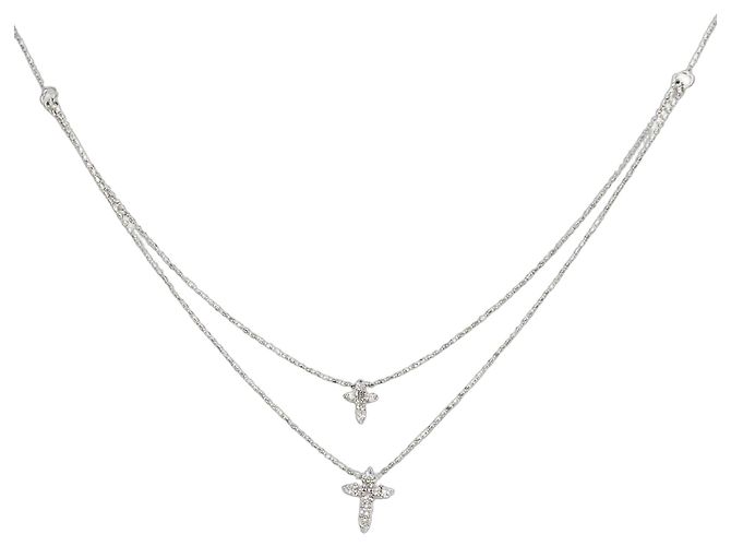Autre Marque Colar com pendente de ouro branco e diamantes Dourado