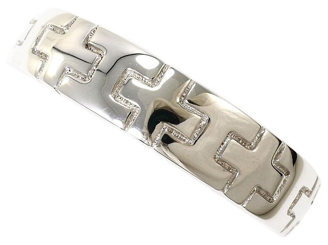 Autre Marque Anel Aliança de Ouro Branco 14K e Diamantes Dourado