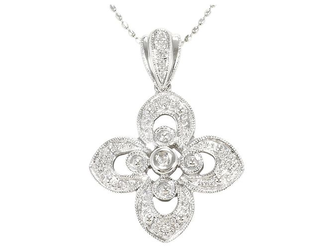 Autre Marque Collar de oro blanco 10K con diamante Dorado