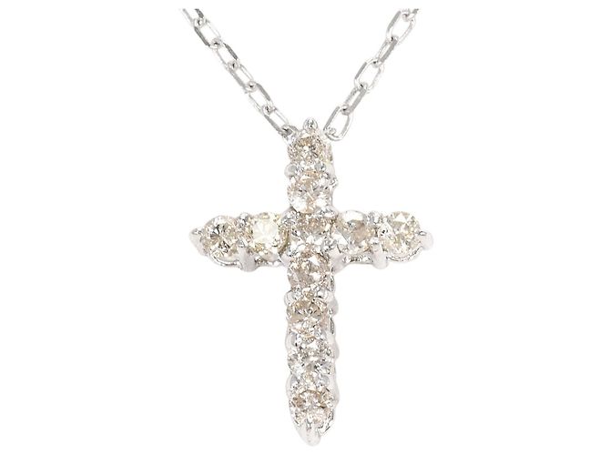 Autre Marque Colar de ouro branco 10K com diamante Dourado