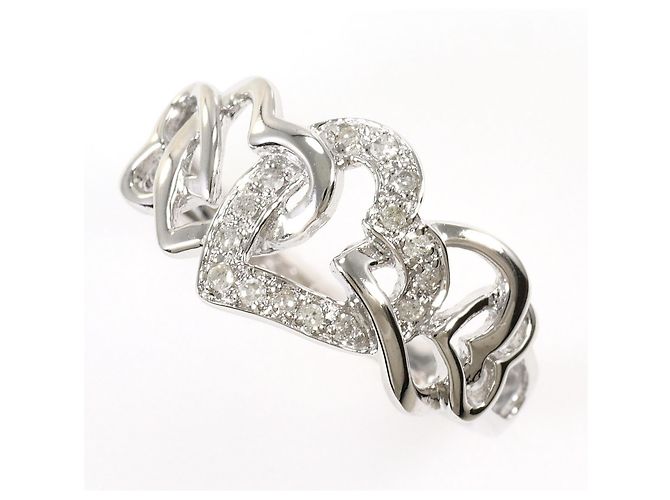Autre Marque Anello fede in oro bianco 18K con diamante D'oro