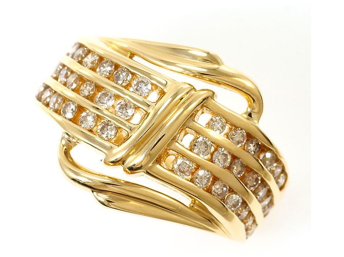 Autre Marque Ehering aus 18K Gelbgold mit Diamanten Golden
