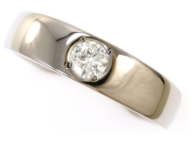 Autre Marque Anel aliança em ouro branco 18K com diamante Dourado