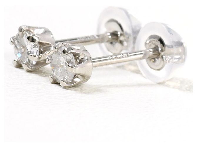 Autre Marque Platin-Diamant-Stecker-Ohrringe