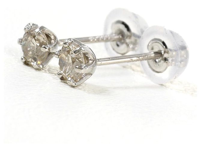 Autre Marque Pendientes de botón de platino PT900 con diamantes