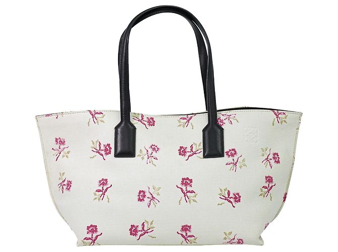 Loewe T Shopper de lona estampada Large Blanco