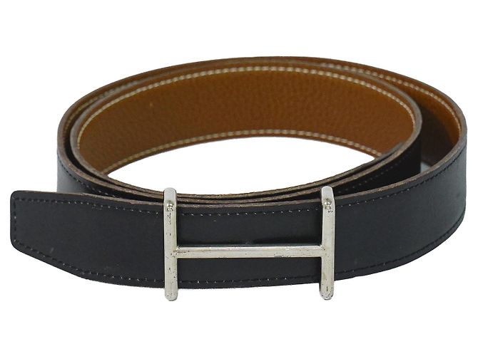 Hermès Cinto Reversível Hermes H D'Ancre em Couro Medium Preto
