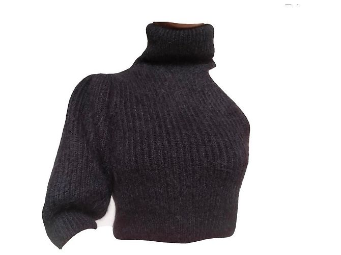 Céline Celine Pull asymétrique en mohair et soie noir
