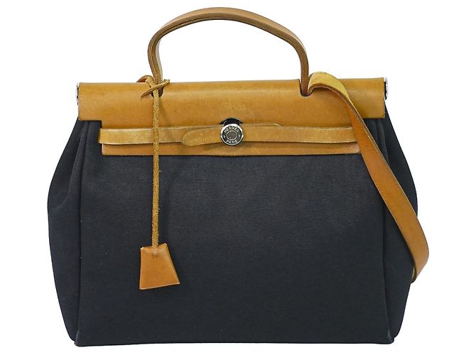 Hermès Hermes Herbag Toile and Leather PM Noir