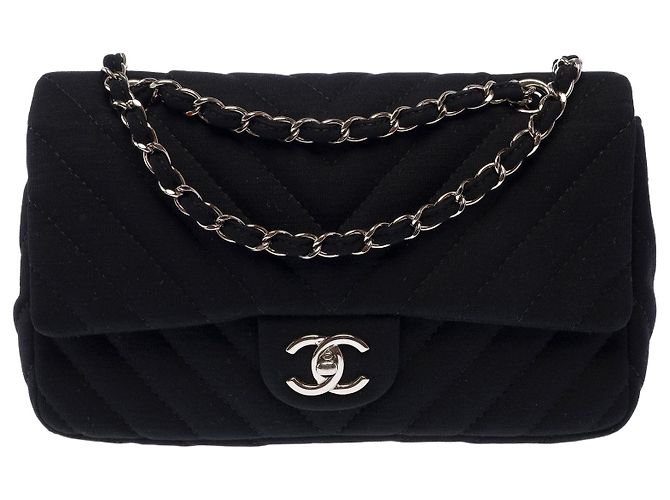Bolsa CHANEL Timeless/Classique em Algodão Preto - 103937