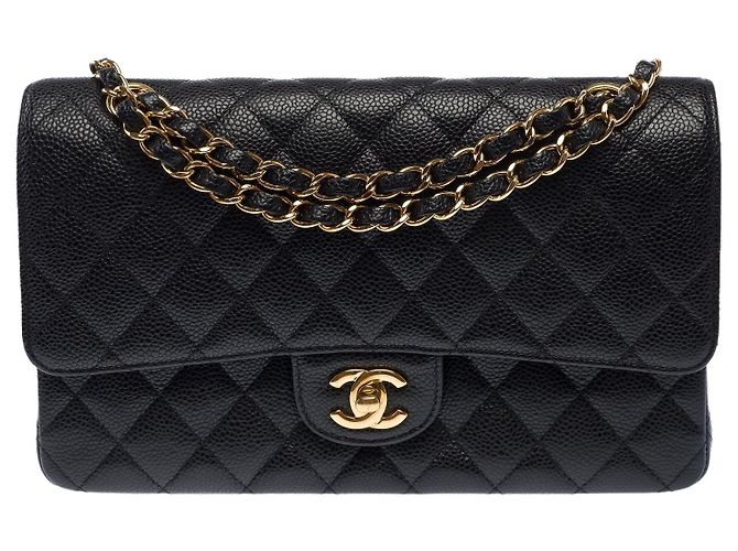 CHANEL Timeless/Classique Tasche aus schwarzem Leder - 103967