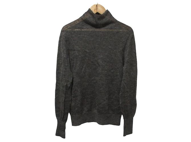 Autre Marque TODAYFUL transparenter Mohair-Rollkragenpullover Braun Dunkelbraun