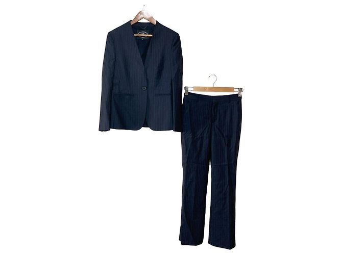 Autre Marque 23ku No Collar Setup Suit Blue Navy blue