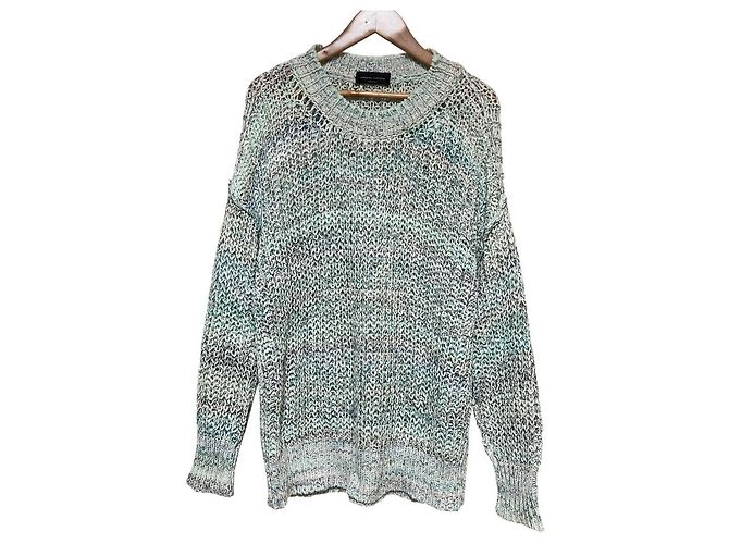 Autre Marque Roberto Collina Mixed Knit Pullover White Blue Green