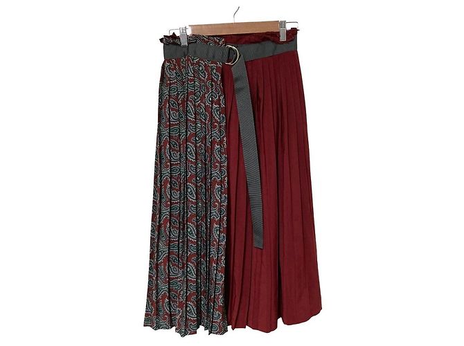 Autre Marque Falda larga Adam et Rope Paisley Roja Verde