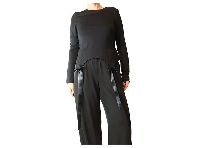 Simone Rocha Top de fitas preto de manga comprida - size M