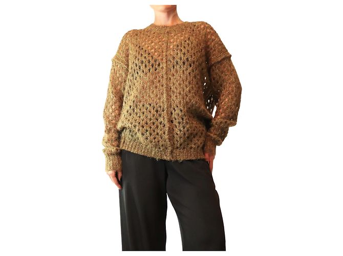 Isabel Marant Tiana Strickpullover mit Pointelle-Muster in Khaki - size UK 10 Grün