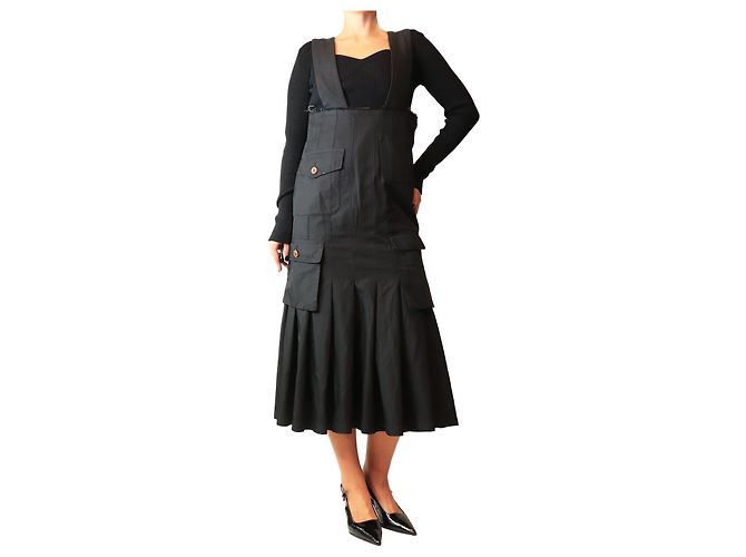 Autre Marque Schwarzes Pinafore-Kleid mit Fronttasche - size S