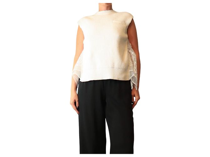 Sacai Colete de malha branco com costas abertas - size S