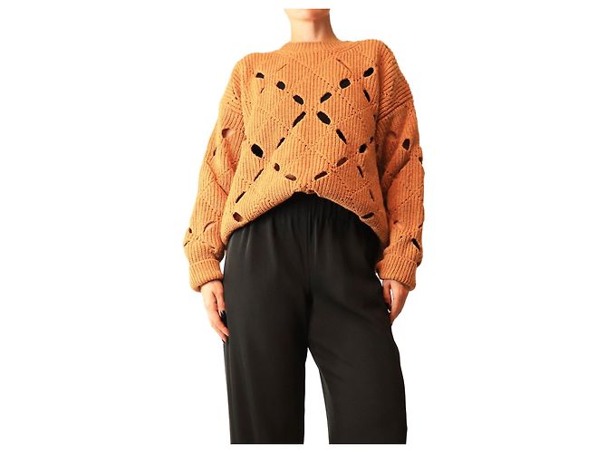 Acne Pull à losanges avec ourlets festonnés Cognac - size M Marron