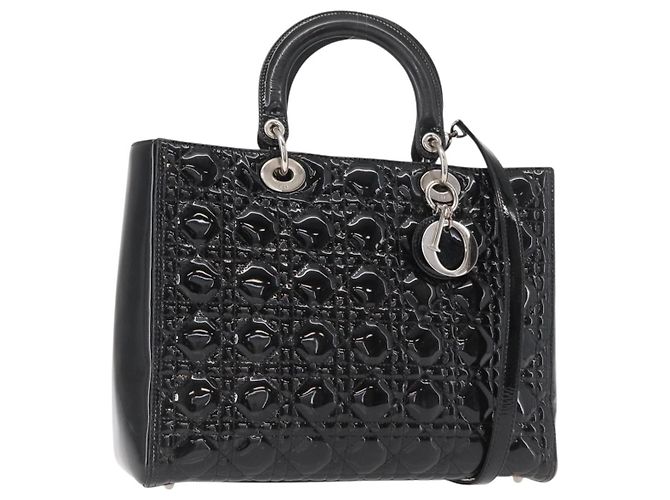 Christian Dior Canage Handtasche Emaille 2way Schwarz Silber