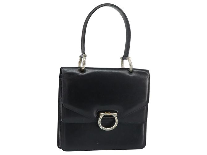 Céline CELINE Bolsa de mão em couro preto prata