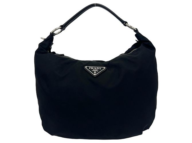 Prada Triangle Logo Hardware Tessuto Bag Black
