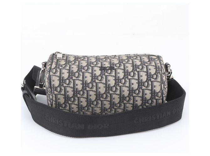 Borsa a tracolla in pelle Christian Dior Dior Oblique Roller Nero
