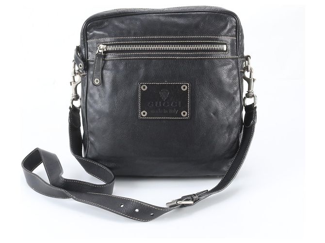 Borsa a tracolla in pelle Gucci Crest Nero