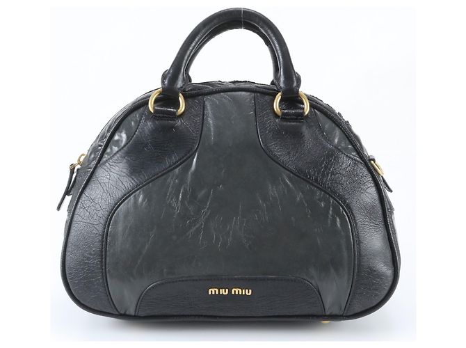Sac cabas Miu Miu en cuir noir