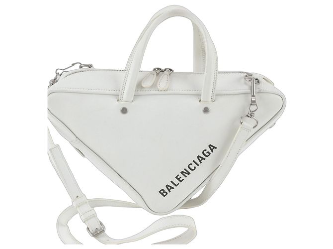 Everyday Bolsa de Ombro em Couro Triangle Duffle Balenciaga Branco