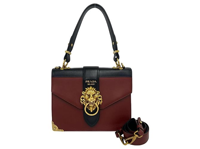 Sac à bandoulière Cahier PRADA Noir Rouge Bordeaux
